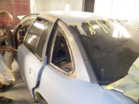 1993 Ford Crown Victoria - Taping it up so the roof can be shot first.