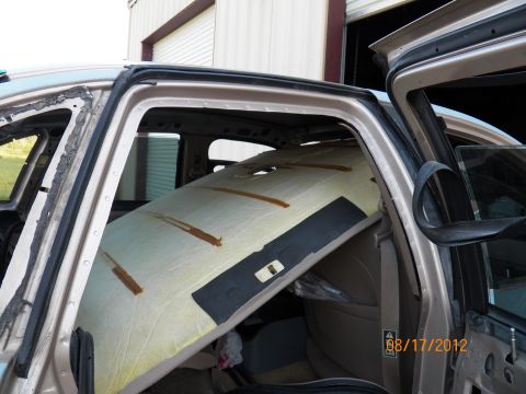 1993 Ford Crown Victoria - Running the wires for rear view mirror, interior light and sun visors.