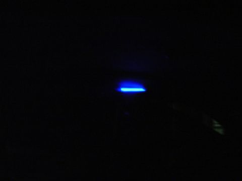 1999 Ford Taurus - A blue light is visible in a dark environment, with a website URL at the bottom.