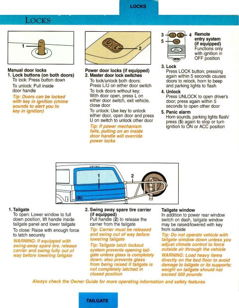 1983 Ford Bronco - 96 Bronco Quick Tips P.4 300dpi Note that (2) does not point to the handle, and the handle must be PUSHED to release the swingaway.