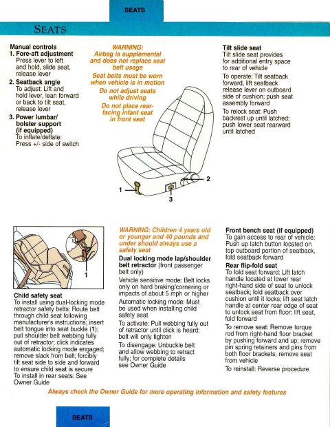 1983 Ford Bronco - 96 Bronco Quick Tips P.5 300dpi Note that there is no passenger airbag, so a rear-facing infant seat is safe in the front passenger seat, b…