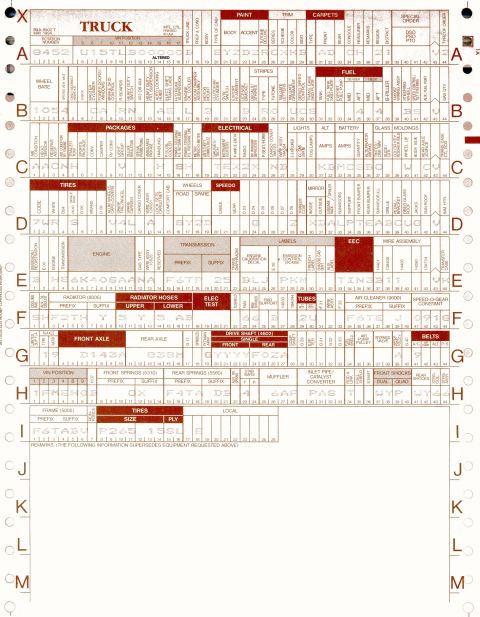 1983 Ford Bronco - 96 white EB Bronco 5.8L E4OD build sheet 300dpi VIN edited
