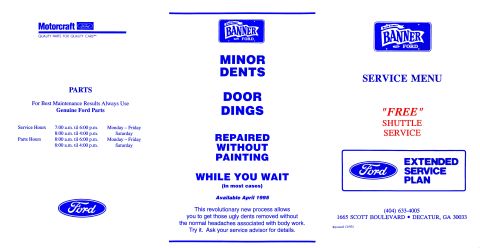 1983 Ford Bronco - Banner Ford Service Menu front 300dpi