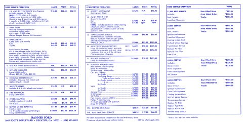 1983 Ford Bronco - Banner Ford Service Menu rear 300dpi