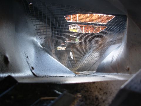 1983 Ford Bronco - This coarse screen inside the cowl (below the wiper drives) should keep most of the leaves out of the R side, where the fresh air intake is…