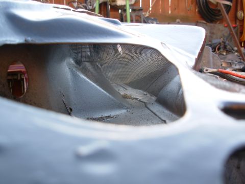 1983 Ford Bronco - This coarse screen should keep most of the leaves out of the R side, where the fresh air intake is. Cutting the edges to fit the internal c…