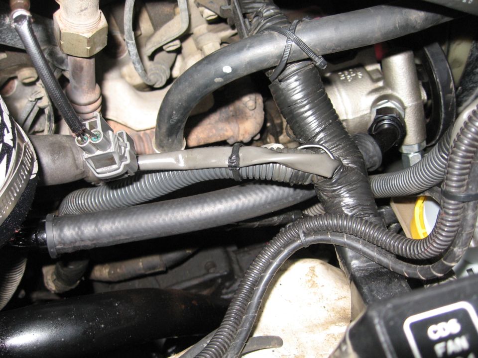 Engine bay close-up showing power steering pump and hoses