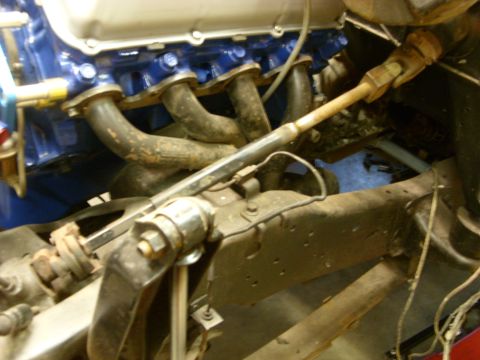 1967 Ford F-250 - Engine exhaust manifold and steering column components are visible in this close-up view.