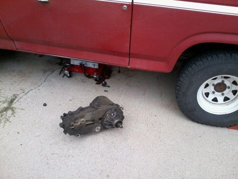 1981 Ford Bronco - Old transfer case removed from the Bronco. The chain was starting to slip in this one so, for now, instead of rebuilding it, I'll reuse the…