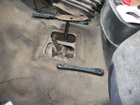 1981 Ford Bronco - Shifter and boots removed. This picture also shows the difference between the SROD and NP435 setup. The SROD shifters are right next to eac…