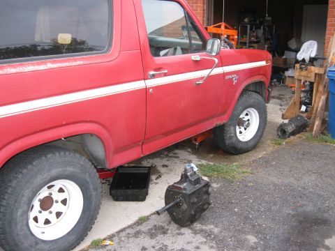 1981 Ford Bronco - Getting the NP435 ready to go in.