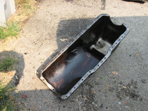 1981 Ford Bronco - Oil pan removed and cleaned, ready for installation.