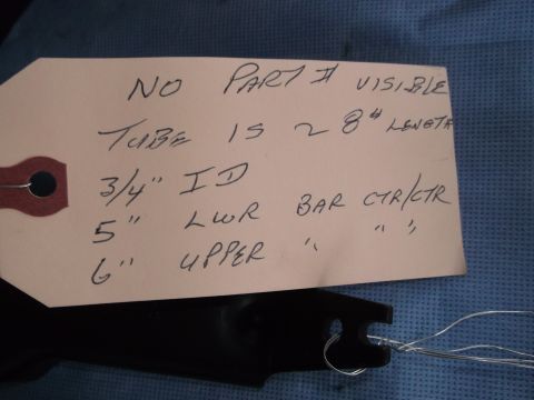 1971 Ford Ranchero - Handwritten tag describes a metal part with dimensions and states no part number is visible.