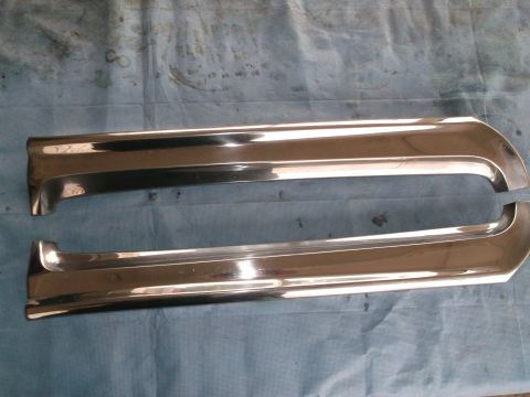 1971 Ford Ranchero - These two polished chrome trim pieces appear to be for a vehicle's exterior.