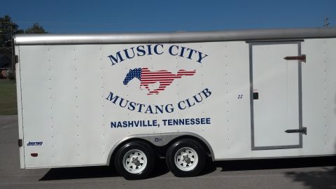 2007 Ford Mustang - Enclosed trailer displays the logo for the Music City Mustang Club in Nashville, Tennessee.