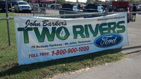 2007 Ford Mustang - Banner for John Barker's Two Rivers Ford dealership in Mt. Juliet, Tennessee, with a toll-free number.