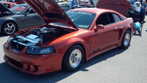 2007 Ford Mustang - This modified Saleen Mustang features a supercharged engine and drag racing tires, likely from the 2004 model year.