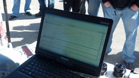 2007 Ford Mustang - A laptop shows performance data, with several individuals observing in the background.
