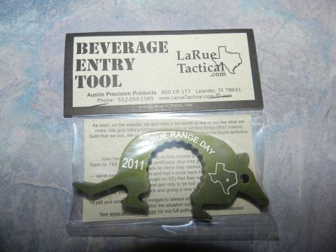 1996 Ford Bronco - This LaRue Tactical Beverage Entry Tool is shaped like an animal and features 'LaRue Range Day 2011' text and a Texas outline.