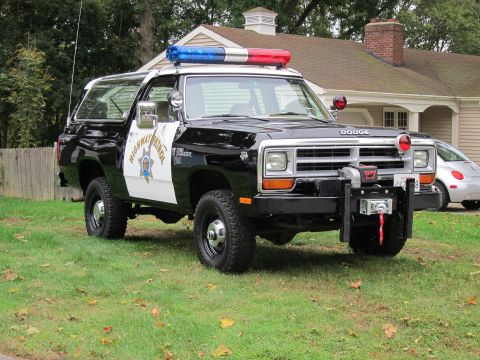1987 Dodge 1500 - This 1987 Dodge Ramcharger is outfitted as a highway patrol vehicle, complete with a light bar and a front-mounted winch.