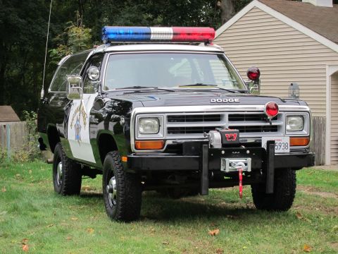1987 Dodge 1500 - This 1987 Dodge Ramcharger is equipped as a police vehicle with a light bar and winch.