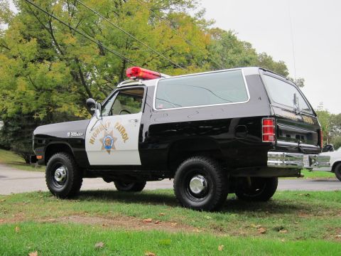 1987 Dodge 1500 - This 1987 Dodge Ramcharger served as a Highway Patrol vehicle, a distinctive black and white livery.
