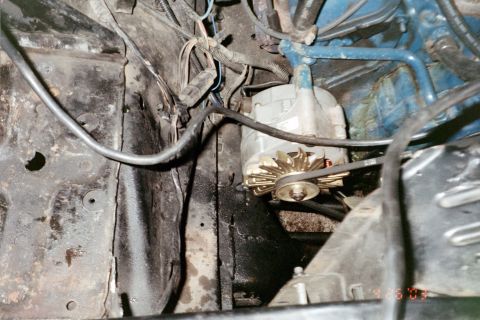 1979 Ford Bronco - its a large case, like i said i used the same spacer as the small case, its tight against the block. and i used a $9.99 universal bracket s…
