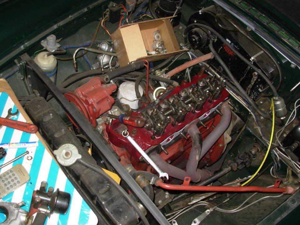 It took quite a while to get all the valves cold-adjusted.  I can't find a timing mark on this engine, and I didn't have the procedure anyway.