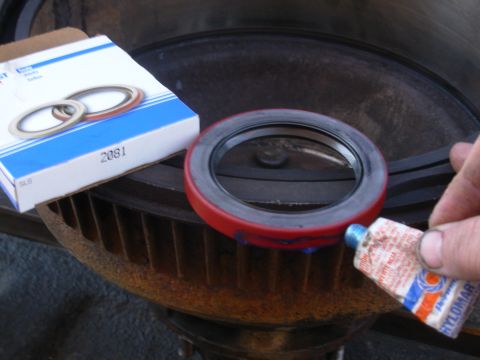 1997 Chevrolet Silverado 3500 - Hylomar stays relatively liquid, but seals fine gaps from oil seepage. It also acts as a lubricant for installing the seal.