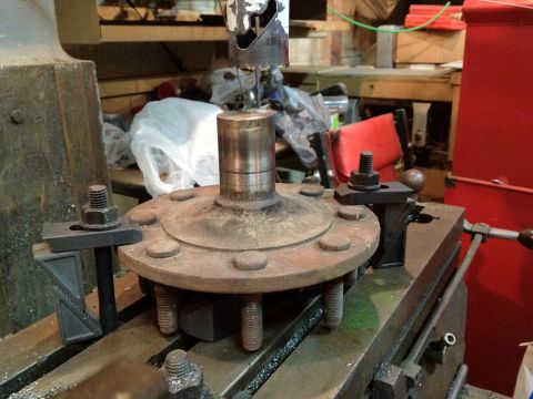 1989 Ford Bronco - A wheel hub assembly is secured to a milling machine for processing. The registry claims it is from a 1989 Ford Bronco.