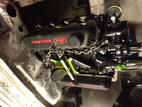 1965 Ford Mustang - 302 motor mounts welded, centered, and center 65 Mustang