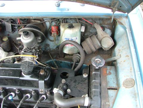 1980 MINI Cooper - Close-up view of the engine compartment, showing the carburetor and radiator assembly.