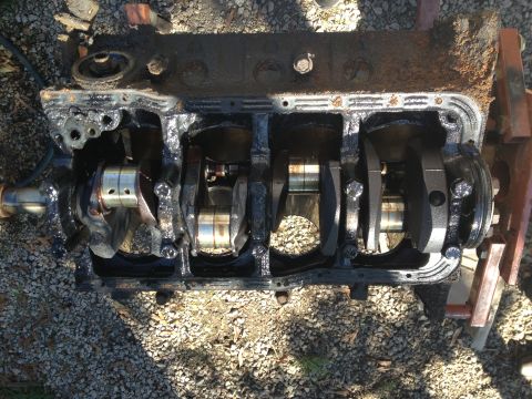 1987 Ford Ranger - Engine block with crankshaft visible, showing internal components.