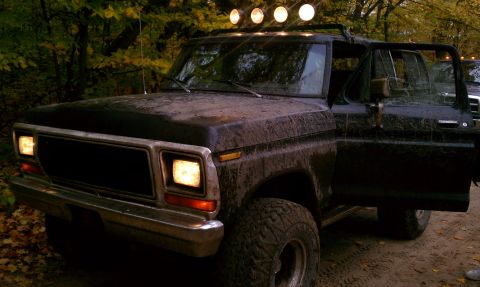 1979 Ford Bronco - This Ford Bronco appears to be from the late 1970s, possibly a 1978 model, with off-road lights mounted on the roof.
