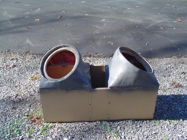 Custom speaker box with two large circular openings