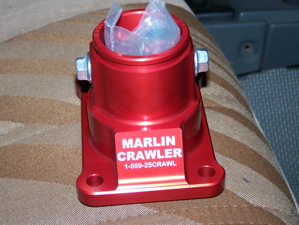 Red Marlin Crawler part with phone number 1-559-25CRAWL printed on it