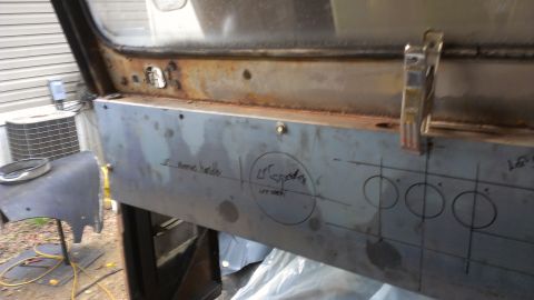 1978 Ford Bronco - Panel with layout marks and notes, likely for custom fabrication or modification.