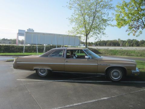 1991 Ford LTD Crown Victoria - A classic brown Buick LeSabre coupe is parked in a lot under a tree.