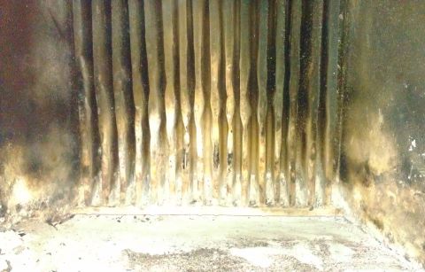 1980 Ford Bronco - Corroded radiator fins are visible in this close-up view.