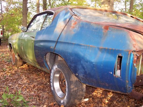 1970 Chevrolet Chevelle - This 1970 Chevrolet Chevelle shows significant rust and has been repaired with mismatched body panels.