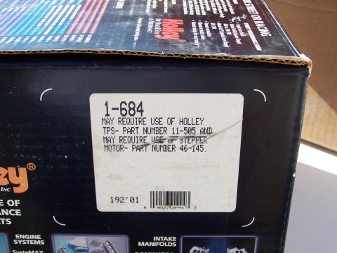 1991 Ford LTD Crown Victoria - Box for Holley performance parts, with part numbers and compatibility information printed on the side.
