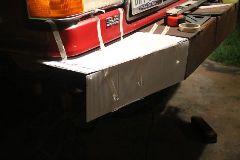 1990 Ford Bronco - Modifying the front bumper on a 1990 Ford Bronco with a cardboard template.