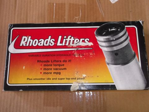 1971 Ford Ranchero - Retail box for Rhoads Lifters variable-duration hydraulic lifters, advertising more torque, more vacuum, more mpg, smoother idle and top-en…