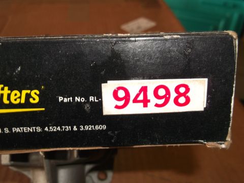 1971 Ford Ranchero - A close-up view of a black box displaying the part number 9498 and patent information.