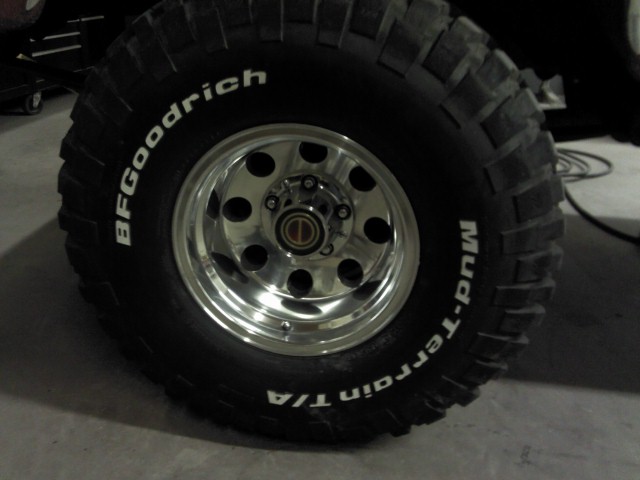 BFGoodrich Mud-Terrain T/A tire on a chrome 5-lug rim
