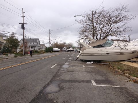 1990 Ford Bronco - Boats were displaced onto a street due to severe weather conditions.