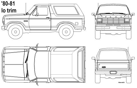 1983 Ford Bronco - Bronco Line Drawing '80-81 Low-Trim ERROR: This should have FORD on the t/g instead of the blue oval. Click the image to make sure you have…