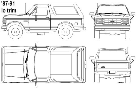 1983 Ford Bronco - Bronco Line Drawing '87-91 Low-Trim Click the image to make sure you have the largest (original) version, save it, then open & edit it as a…