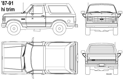 1983 Ford Bronco - Bronco Line Drawing '87-91 Hi-Trim Click the image to make sure you have the largest (original) version, save it, then open & edit it as a…