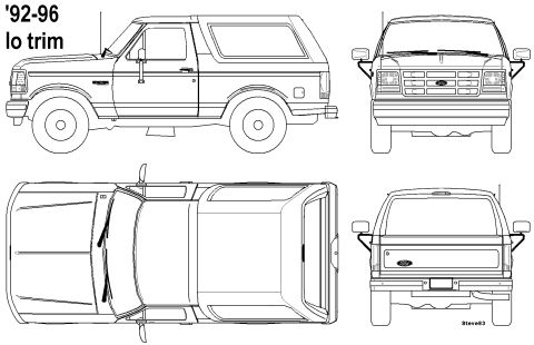 1983 Ford Bronco - Bronco Line Drawing '92-96 Low-Trim Click the image to make sure you have the largest (original) version, save it, then open & edit it as a…